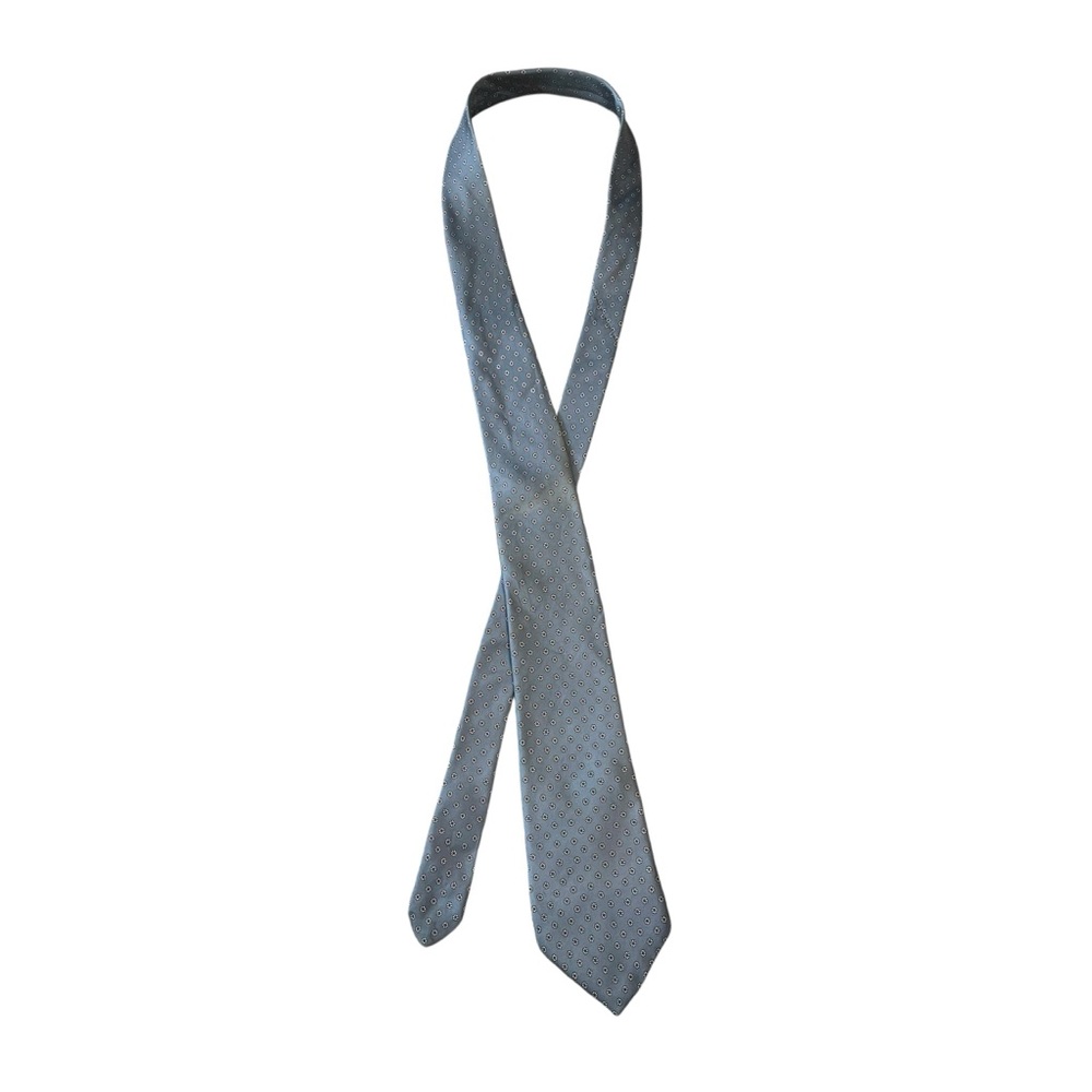 Italian Made Silk Blend Floral Print Necktie Gray Red White - Picture 4 of 5
